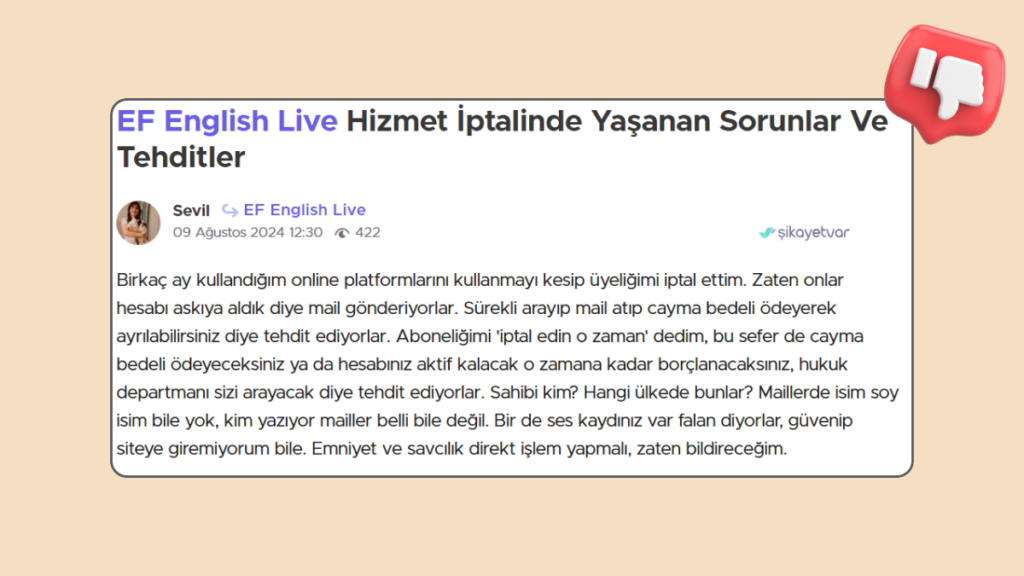 EF English Live hakkında şikayetler